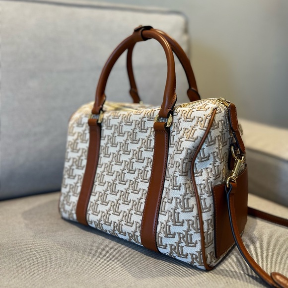 Ralph Lauren Kaden Monogram Jacquard Medium Satchel - Picture 9 of 13